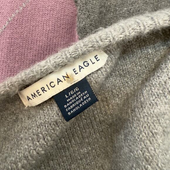 American Eagle Women's Size L Gray Long Sleeve Half Button Up Sweater #3557 - Picture 7 of 9